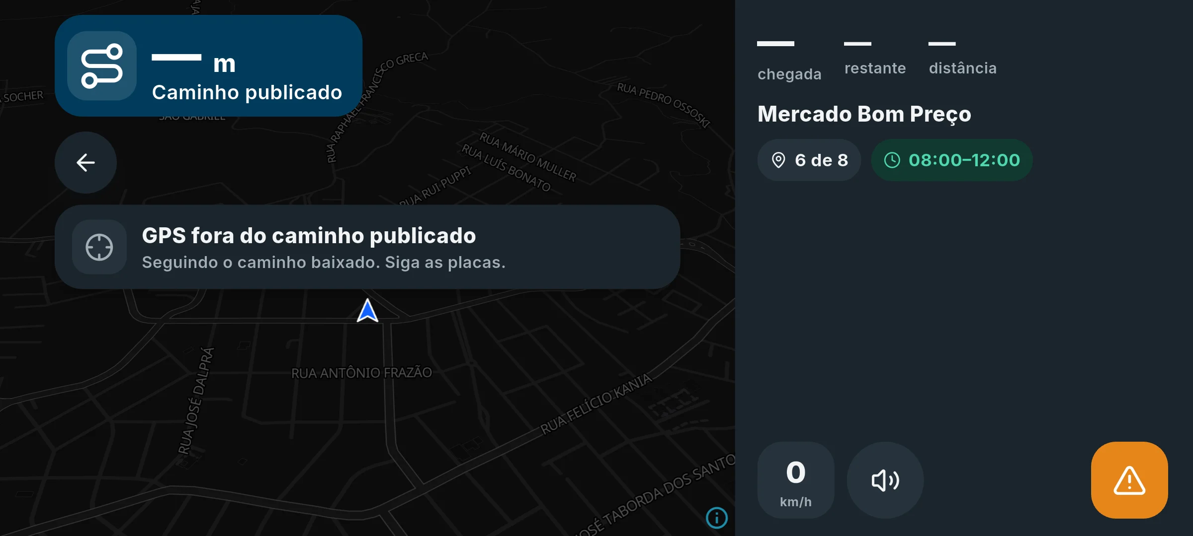 App · navigation with the phone in landscape